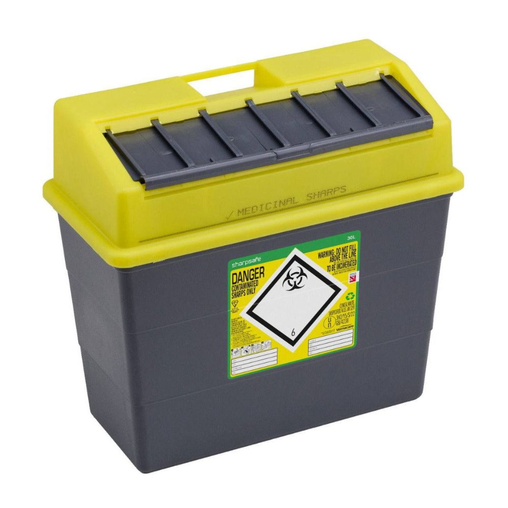 Contenedor de Punzantes Amarillo de 30 Litros Sharpsafe