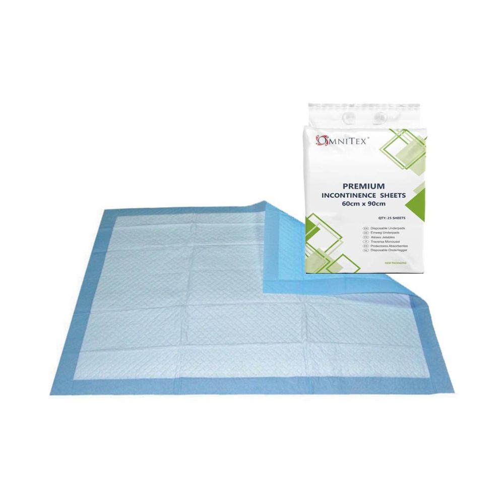 Omnitex Sábanas desechables premium para incontinencia de cama, 60 cm x 90 cm, paquete de 25
