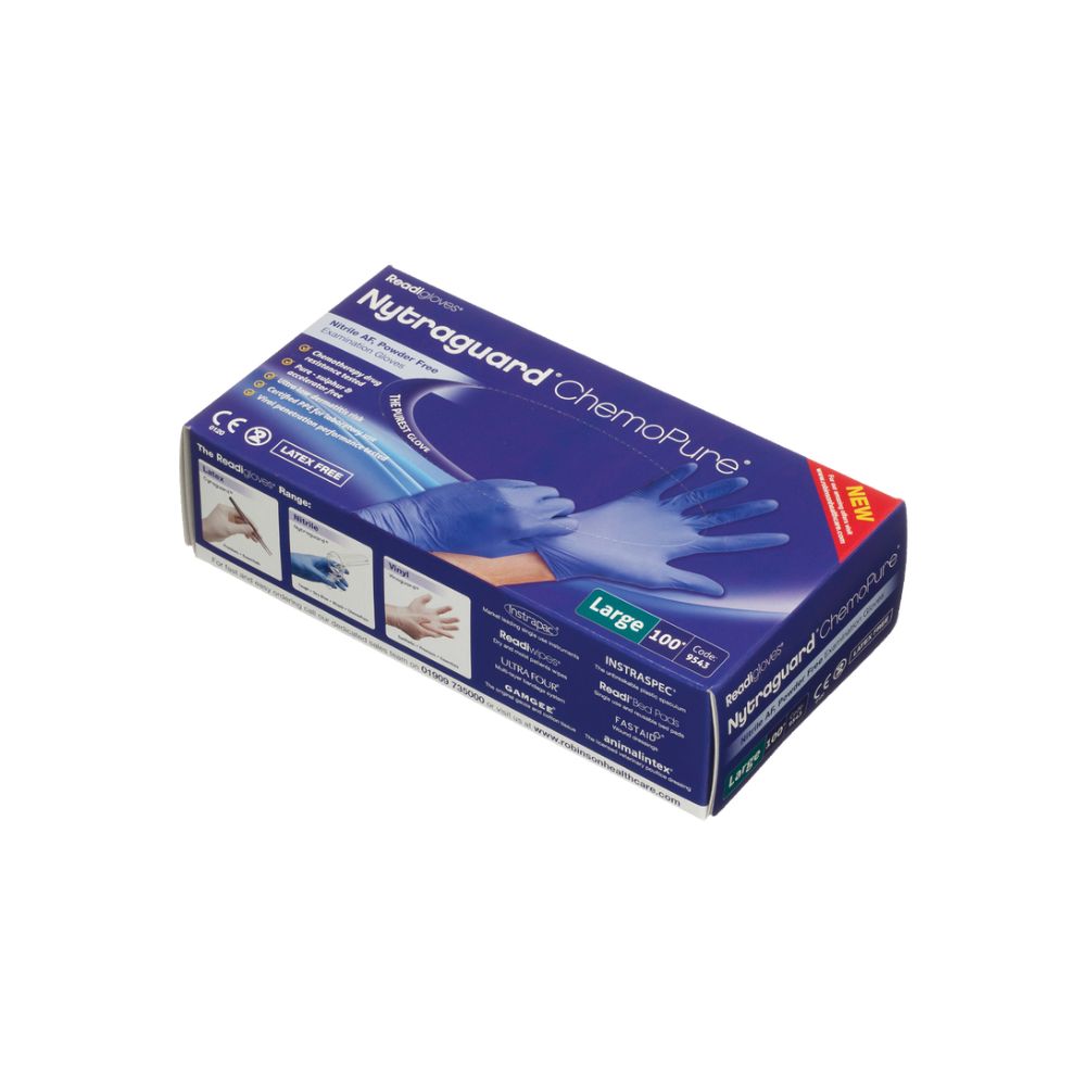 Guantes de nitrilo Nytraguard Chemopure, caja de 100