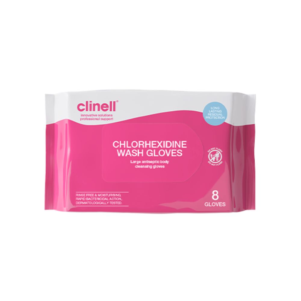 Clinell Guantes De Lavado Con Clorhexidina Pack De 8 Guantes