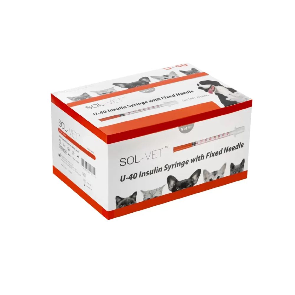 Jeringa Sol-Vet U40 de 1 ml, 29 g x 0,5 pulgadas, con aguja fija