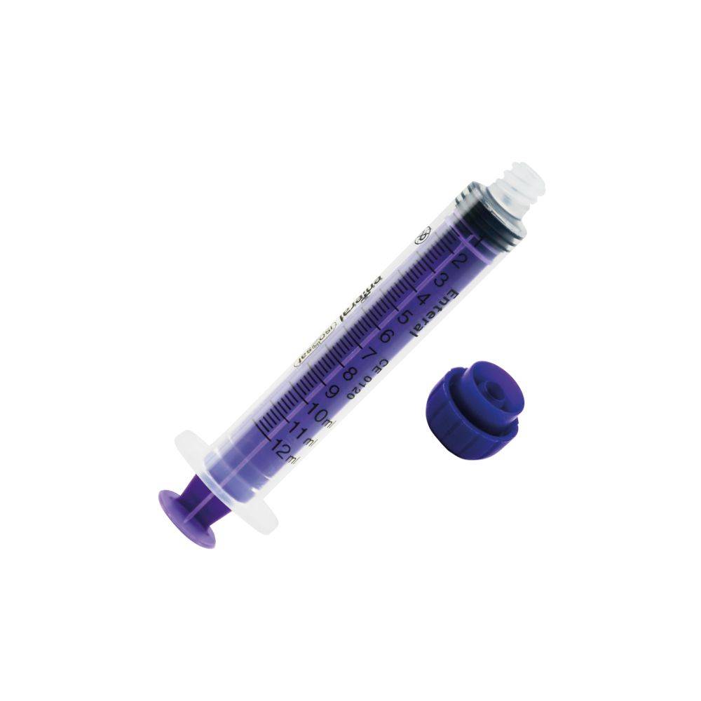 Jeringa desechable ISOSAF de 12 ml ENFit estándar y tapa de ajuste a presión