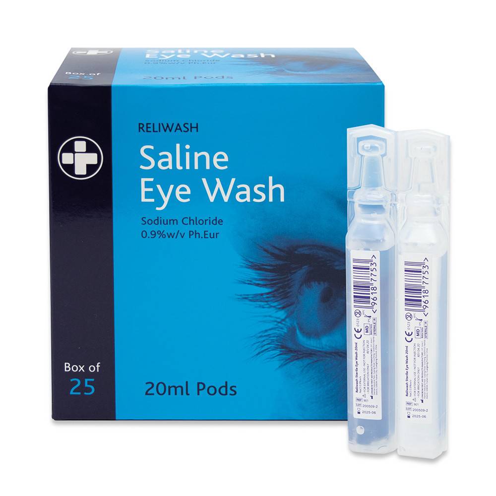 Solución salina para lavado de ojos Reliwash de 20 ml