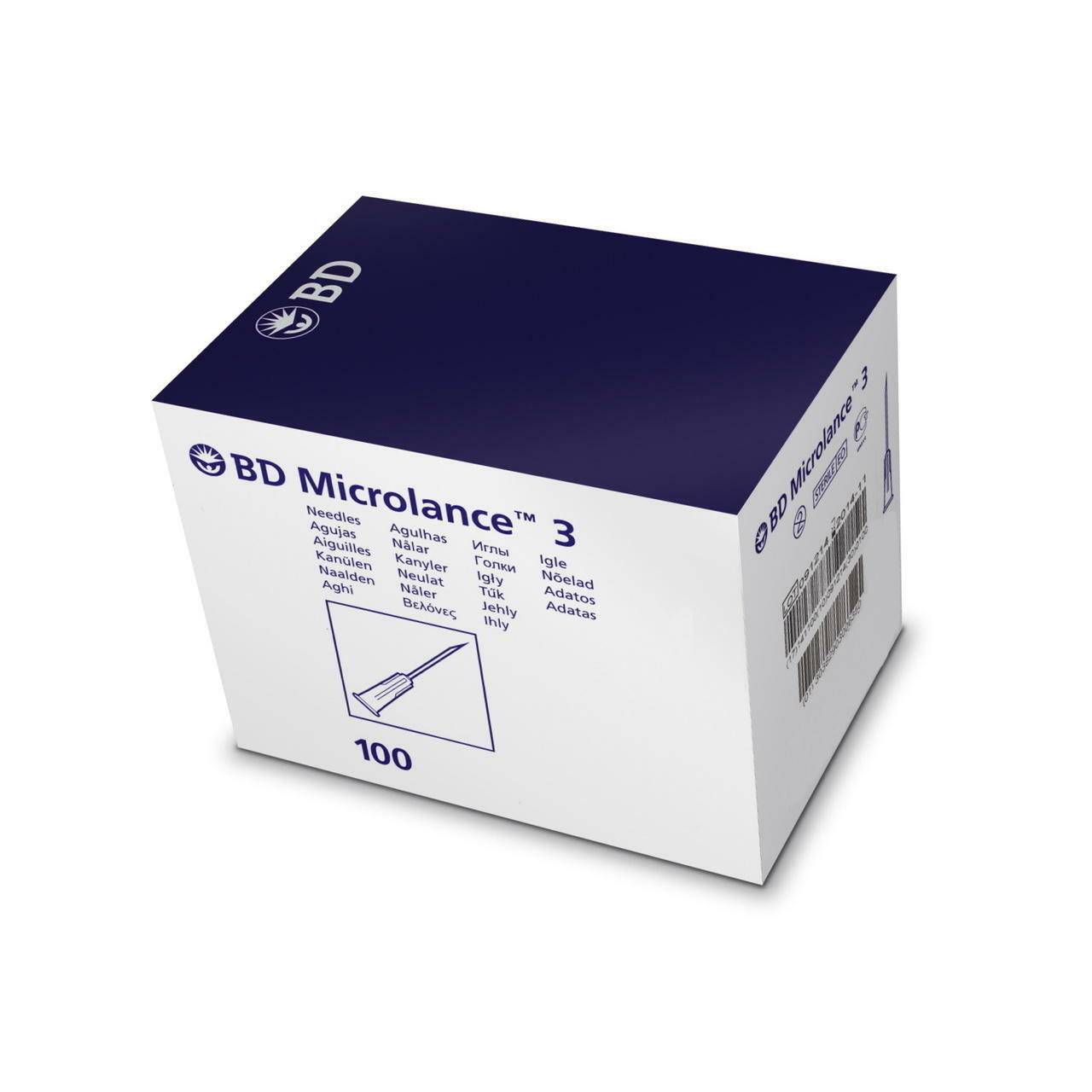 Agujas BD Microlance de 0,5 pulgadas y 30 g de color amarillo