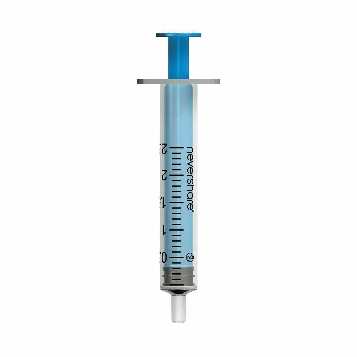 Jeringas Luer Slip azules Nevershare de 2,5 ml
