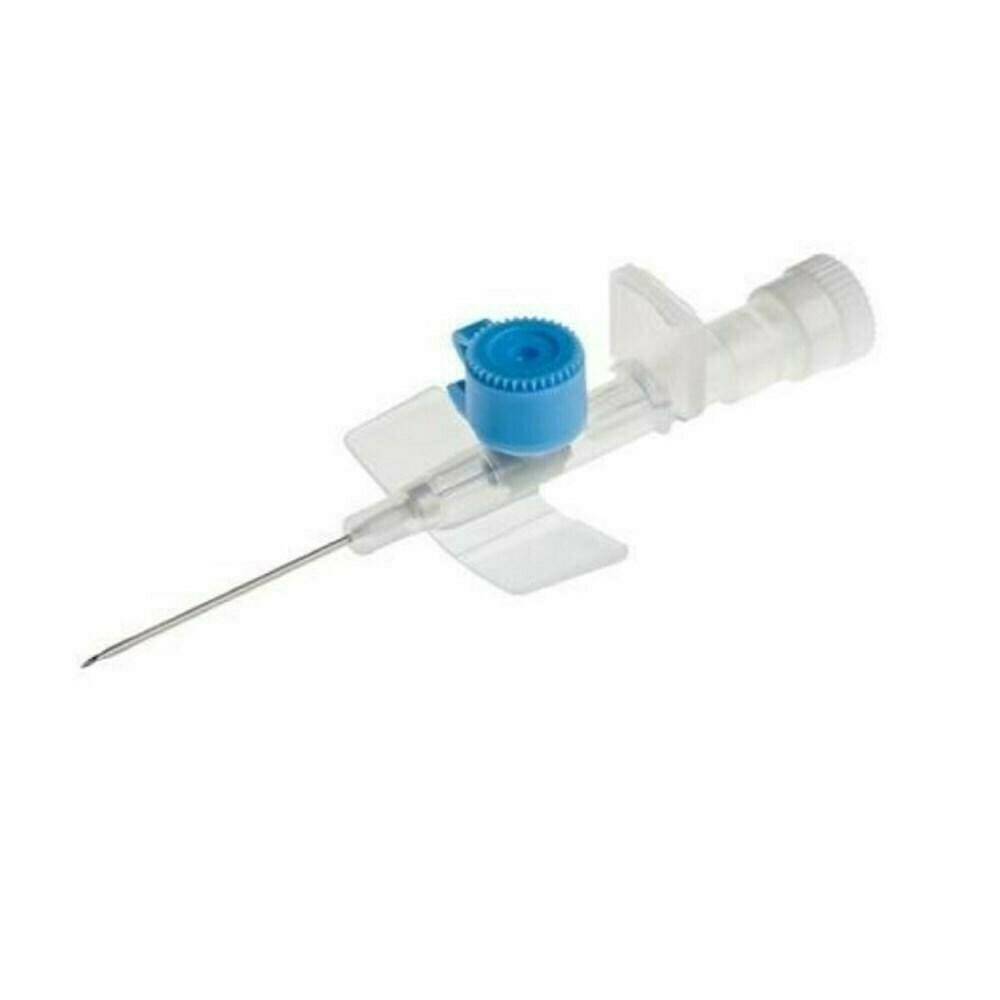 Cánula alada BD Venflon IV azul de 22 g y 25 mm con puerto de inyección