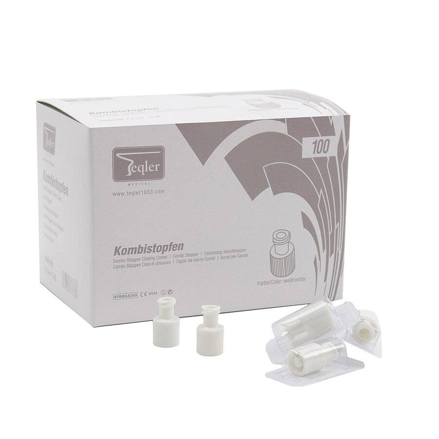 Tapas de jeringa estériles blancas, tapón Luer combinado