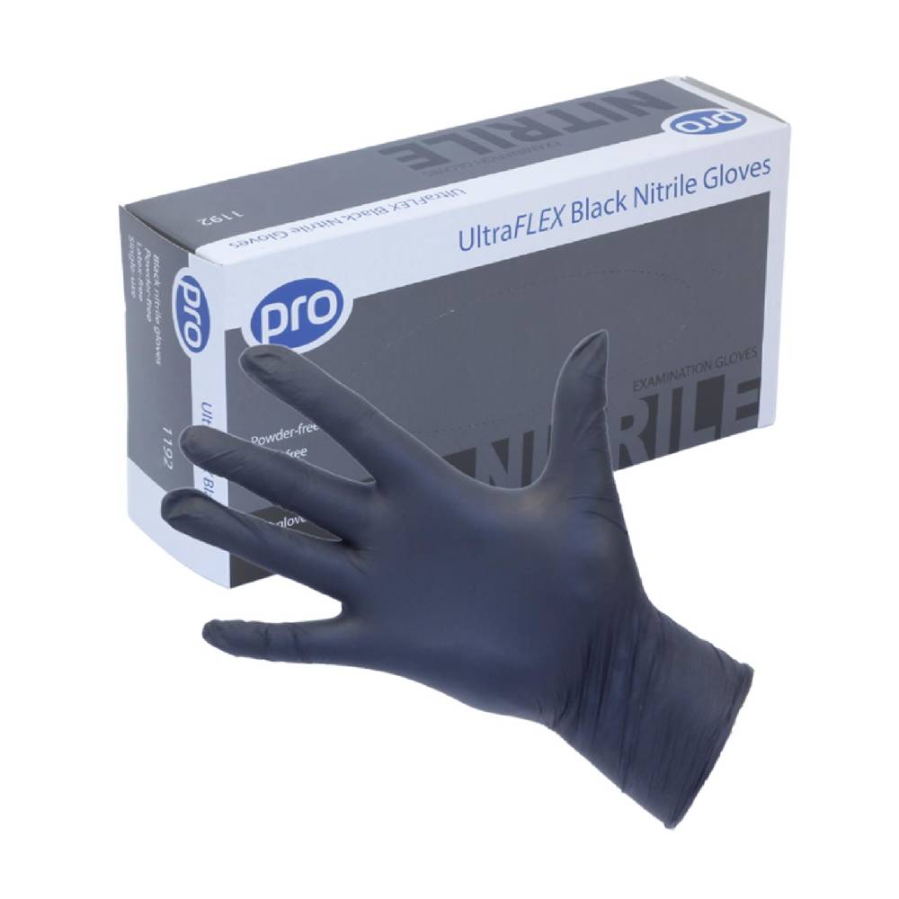 Guantes de nitrilo negros PRO UltraFLEX Caja de 100