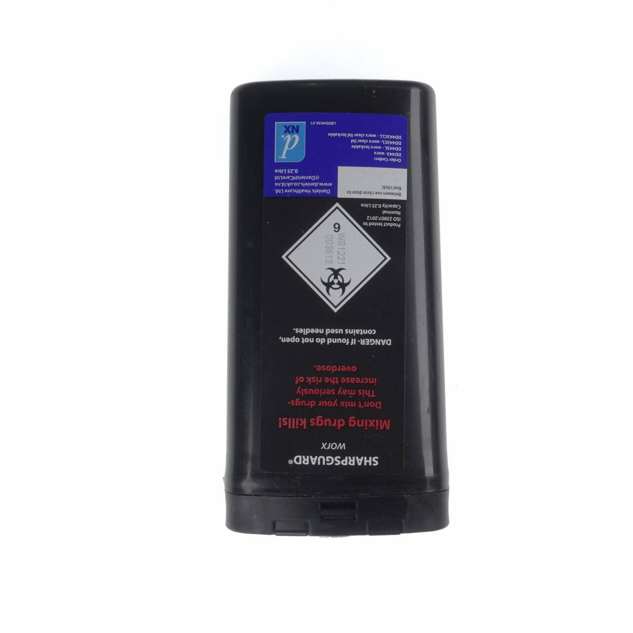 Papelera para objetos punzantes Sharpsguard de 0,25 l, color negro