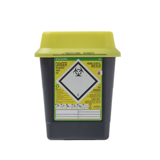 Contenedor de Punzantes Amarillo de 5 Litros Sharpsafe