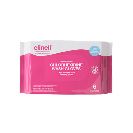 Guantes de lavado sin fragancia Clinell clorhexidina, paquete de 6