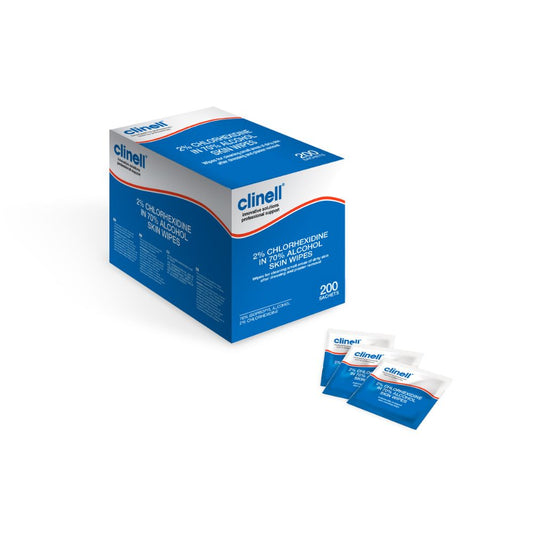 Clinell 2% Clorhexidina en 70% Alcohol Toallitas para la piel x 200