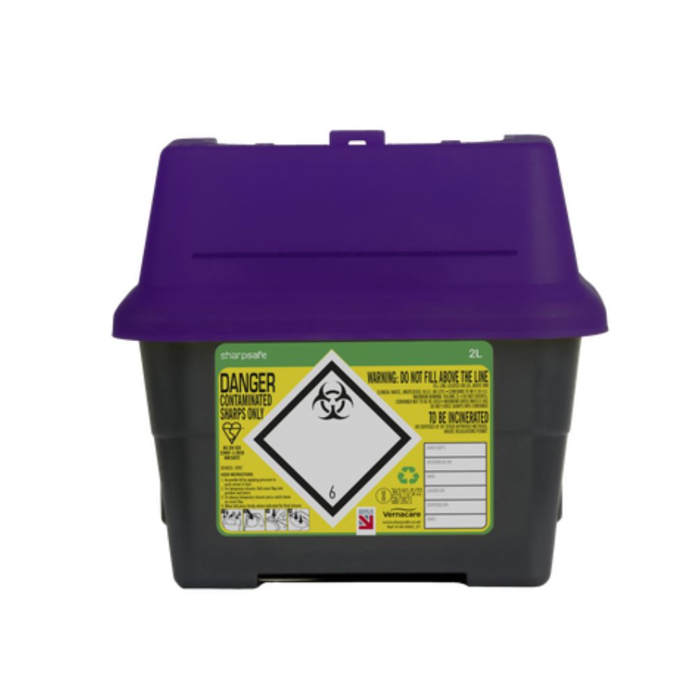 Contenedor de Puntas Sharpsafe Morado de 2 Litros