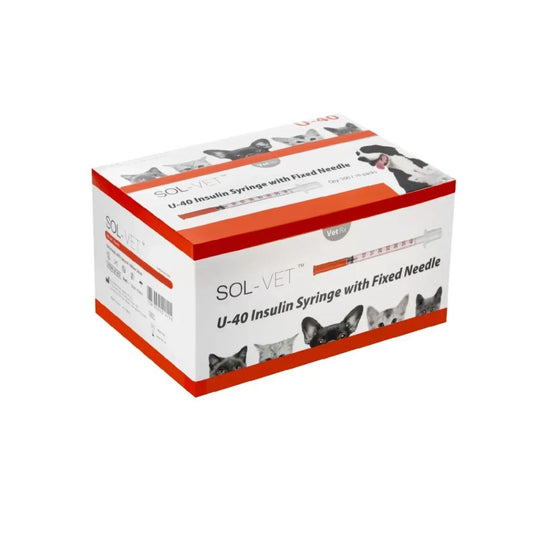 Jeringa Sol-Vet U40 de 1 ml, 29 g x 0,5 pulgadas, con aguja fija