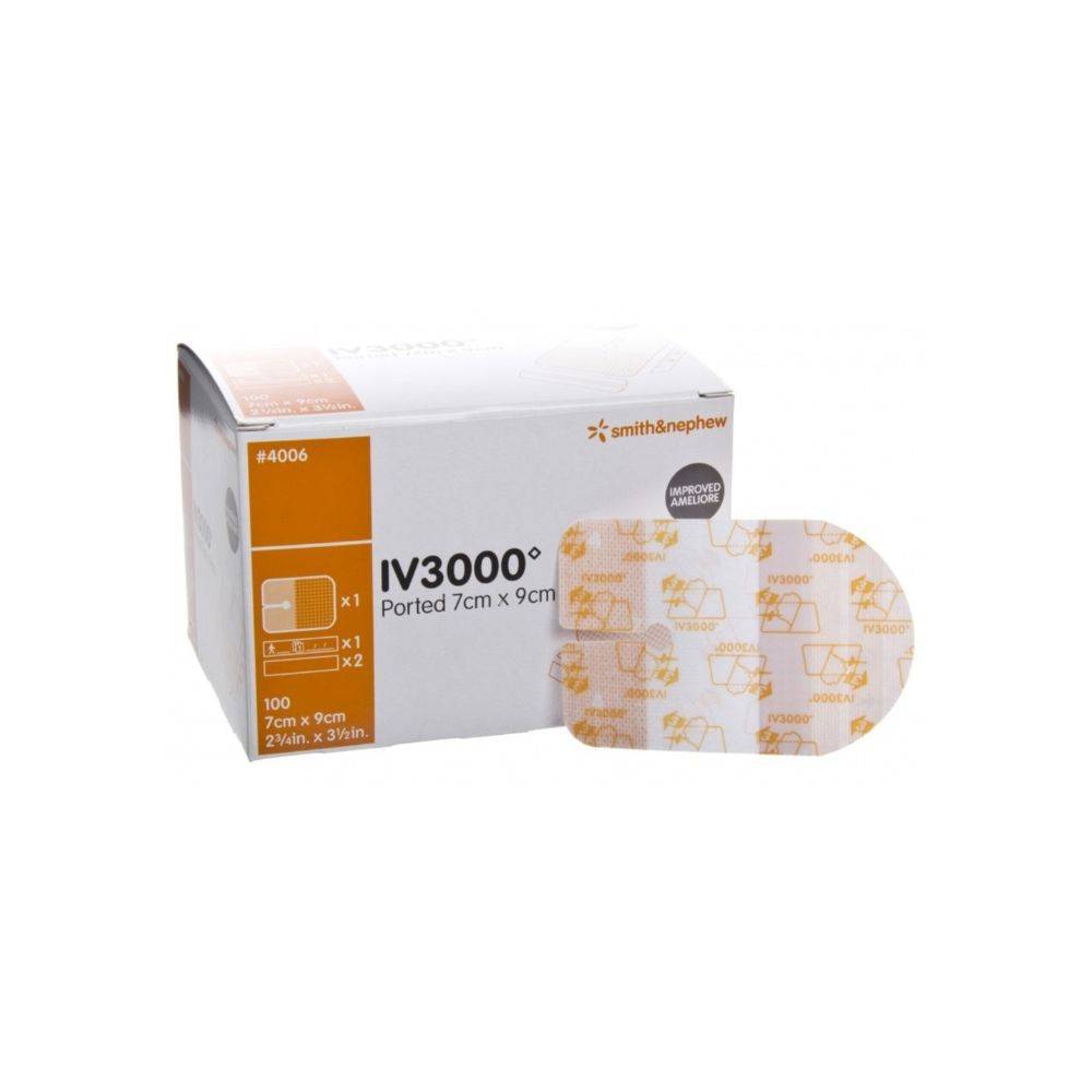 Apósitos para catéter con puerto sensible a la humedad Opsite IV3000 de 7 cm x 9 cm