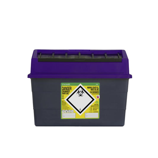 Contenedor de Punzantes Sharpsafe Púrpura de 24 Litros