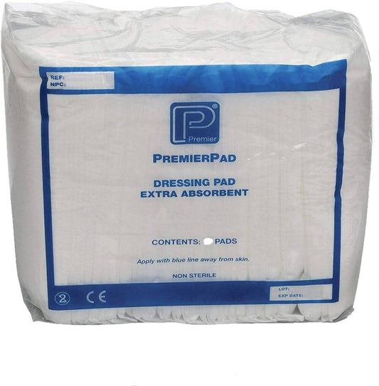 PremierPad - Apósitos no estériles para heridas, 10 cm x 20 cm, paquete de 50