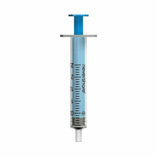 Jeringas Luer Slip azules Nevershare de 2,5 ml