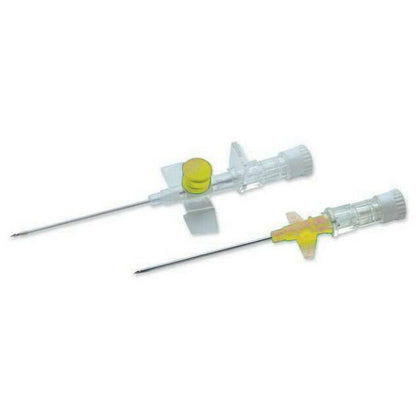 24g Yellow 0.75 inch Terumo Versatus Winged and Ported IV Cannula SR+DU2419PX UKMEDI.CO.UK