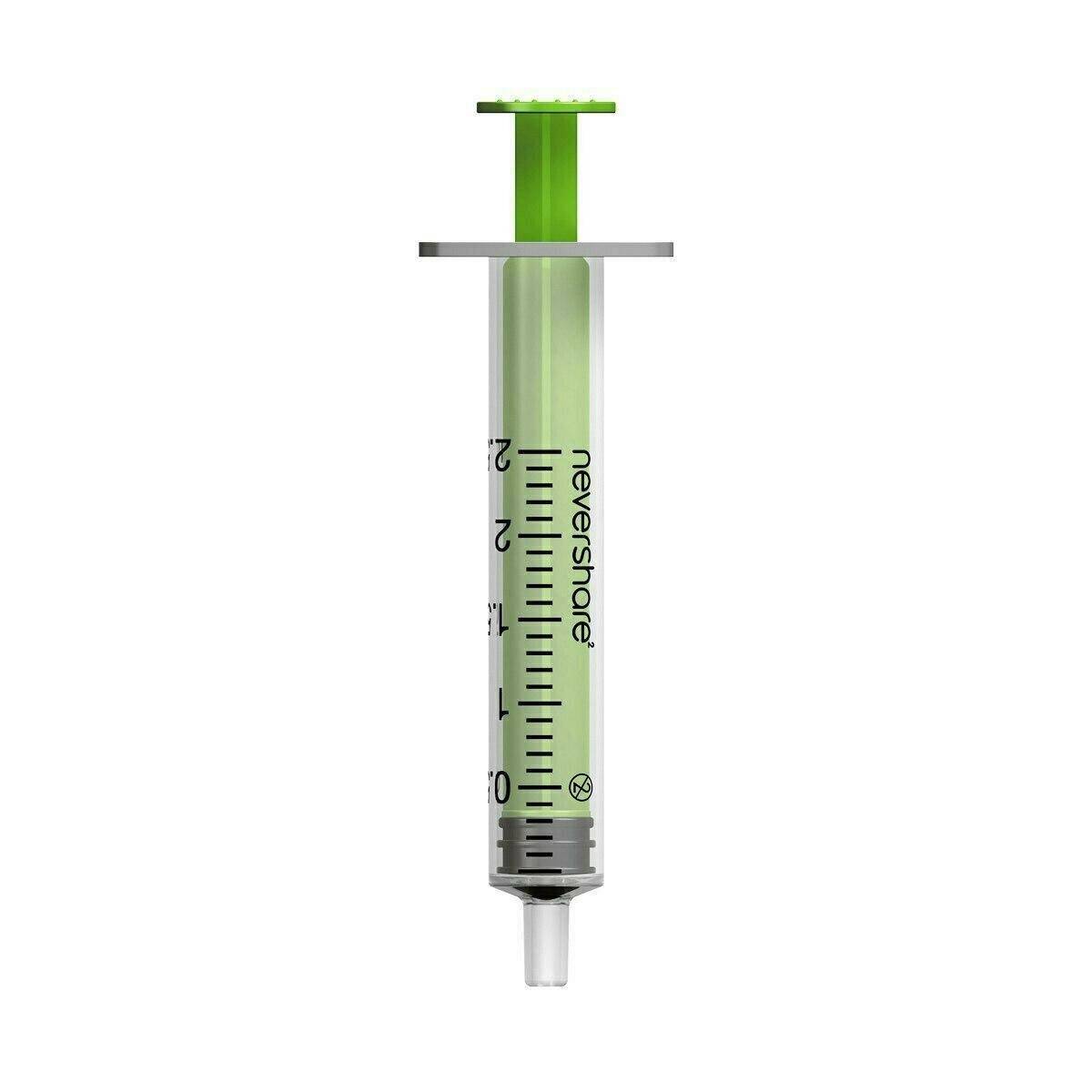 Jeringas Luer Slip verdes Nevershare de 2,5 ml