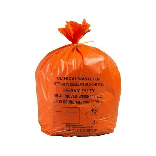 20L Orange Clinical Waste Bags Roll of 50 - UKMEDI