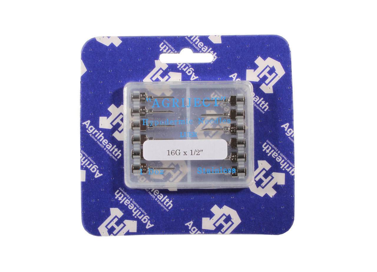 16g 1/2 inch Agriject Luer Fit Needles x 12 - UKMEDI