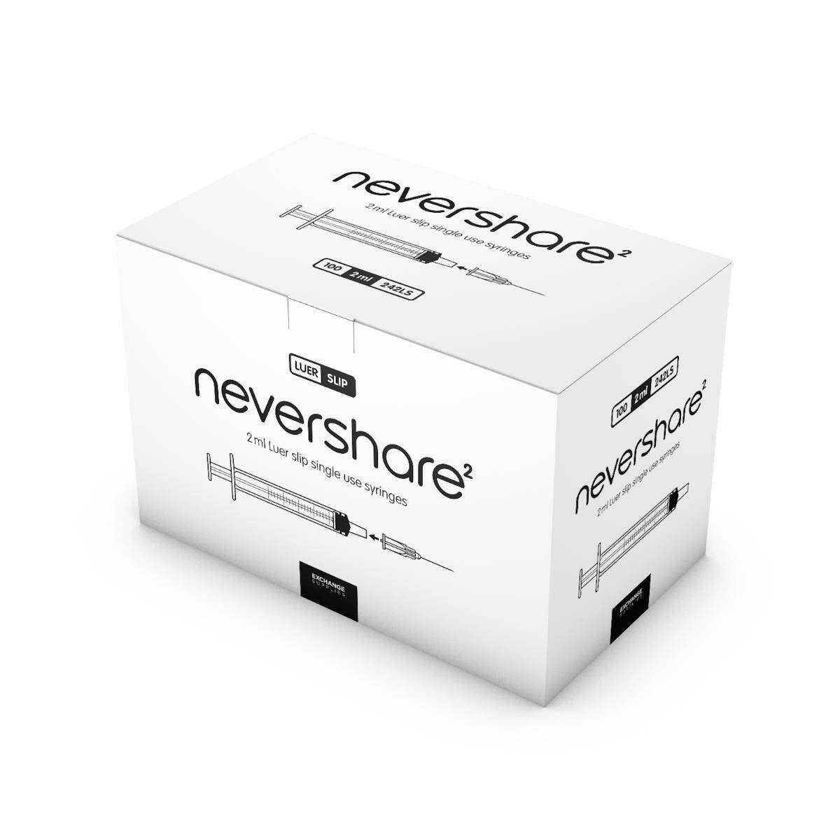 Nevershare 2.5ml Nevershare White Luer Slip Syringes UKMEDI UK Medical Supplies