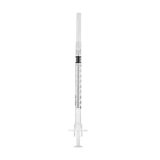 Jeringa de seguridad Sol-Care de 1 ml, 25 g y 5/8 de pulgada con aguja fija