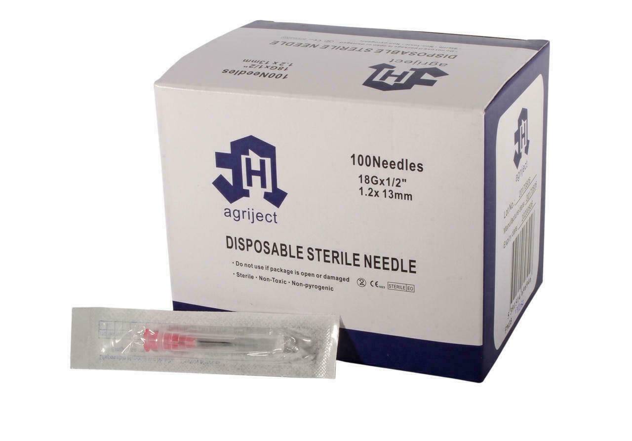 Agriject 18g 3/4 inch Agriject Disposable Needles Poly Hub 178060 UKMEDI - UK Medical Supplies