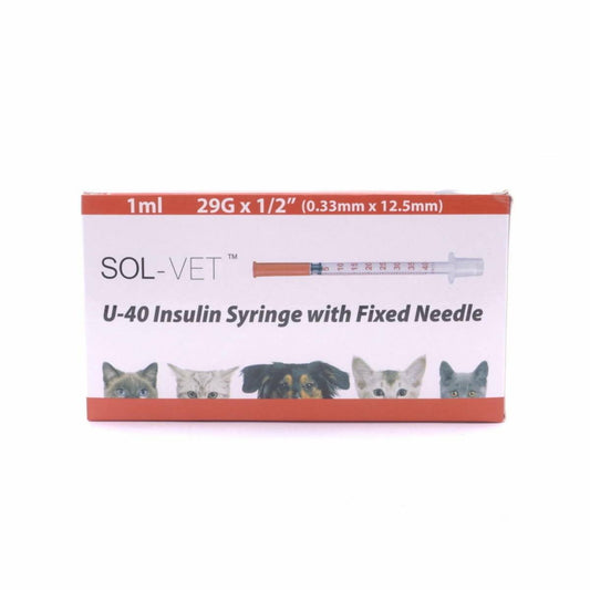 Sol-Vet 1ml 29g x 0.5 inch U40 Syringe with Fixed Needle V5295-40 UKMEDI.CO.UK