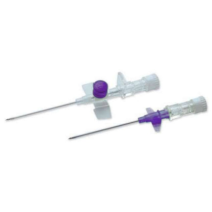 Cánula intravenosa con alas y puerto Terumo Versatus violeta de 26 g de 0,75 pulgadas