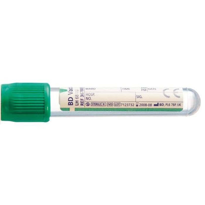 Cierre plástico de Hemogard del verde del tubo de heparina del litio de BD Vacutainer 6ml