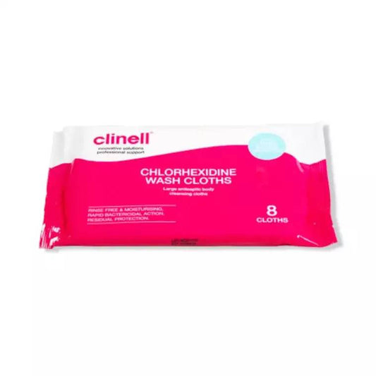 Clinell - Clinell Chlorhexidine Wash Cloths Pack of 8 - CHGWC8 UKMEDI.CO.UK UK Medical Supplies