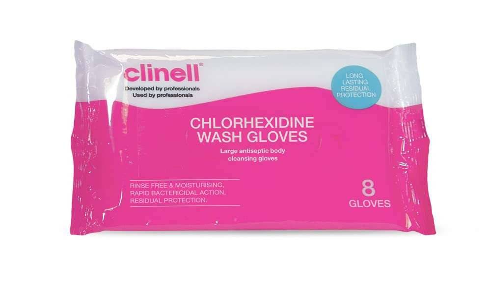 Clinell Guantes De Lavado Con Clorhexidina Pack De 8 Guantes