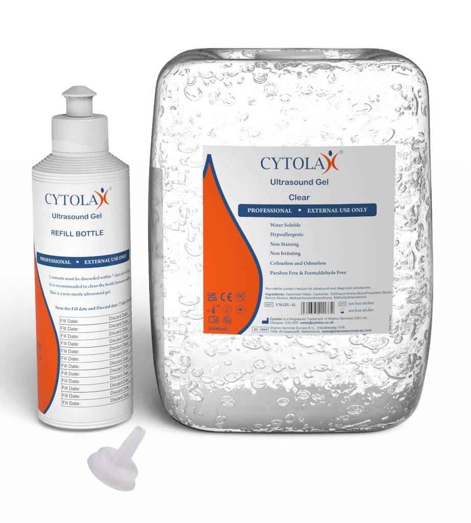 Gel de ultrasonido transparente Cytolax de 5 litros con botella de recambio