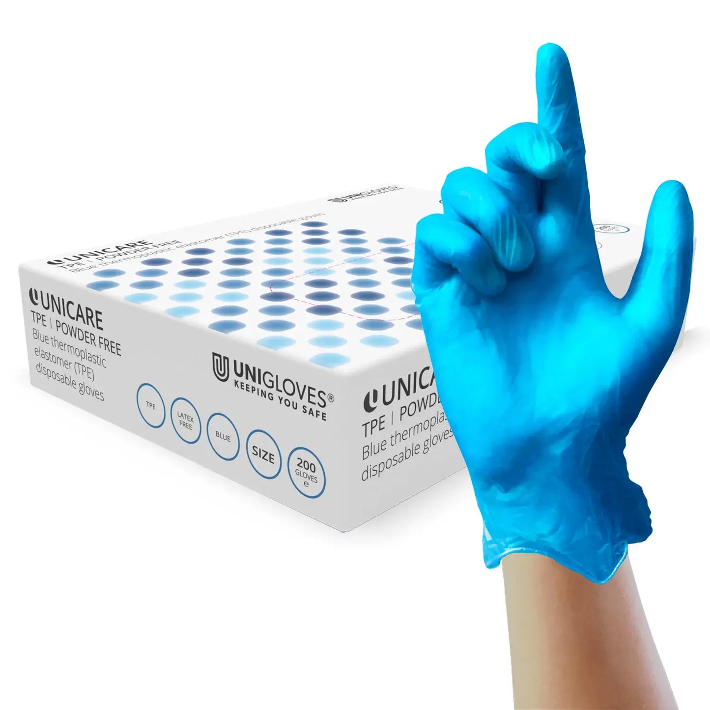 Caja de 200 guantes Unicare Blue TPE