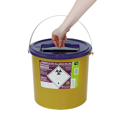 Contenedor para objetos punzantes Sharpsguard de color morado de 11,5 litros