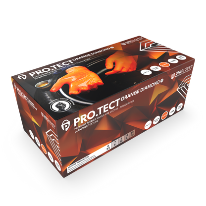 Guantes de Nitrilo PRO-TECT Orange Diamond HD Caja de 100