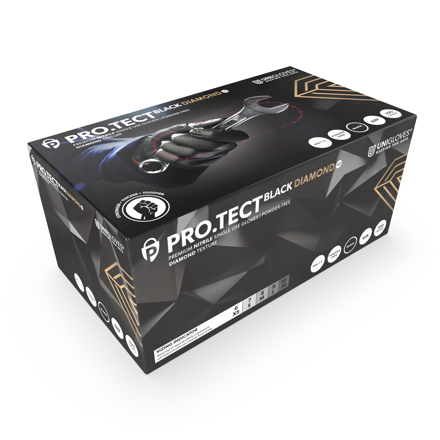 PRO.TECT Black Diamond HD Guantes Nitrilo Texturizados Caja de 100