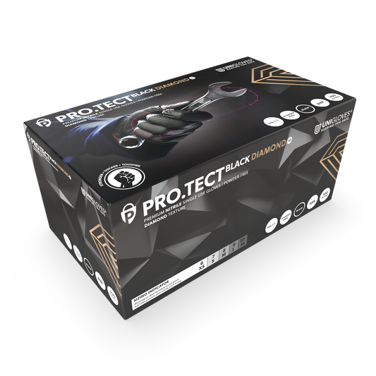 PRO.TECT Black Diamond HD Guantes Nitrilo Texturizados Caja de 100