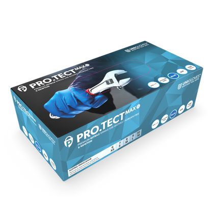 PRO.TECT Guantes Nitriilo Max 9N Azul Extra Fuertes Caja de 100