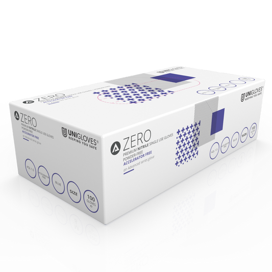 Unigloves Advanced Zero Accelerator Free Nitrilo Examen Multiusos y Sin Polvo Caja de 100