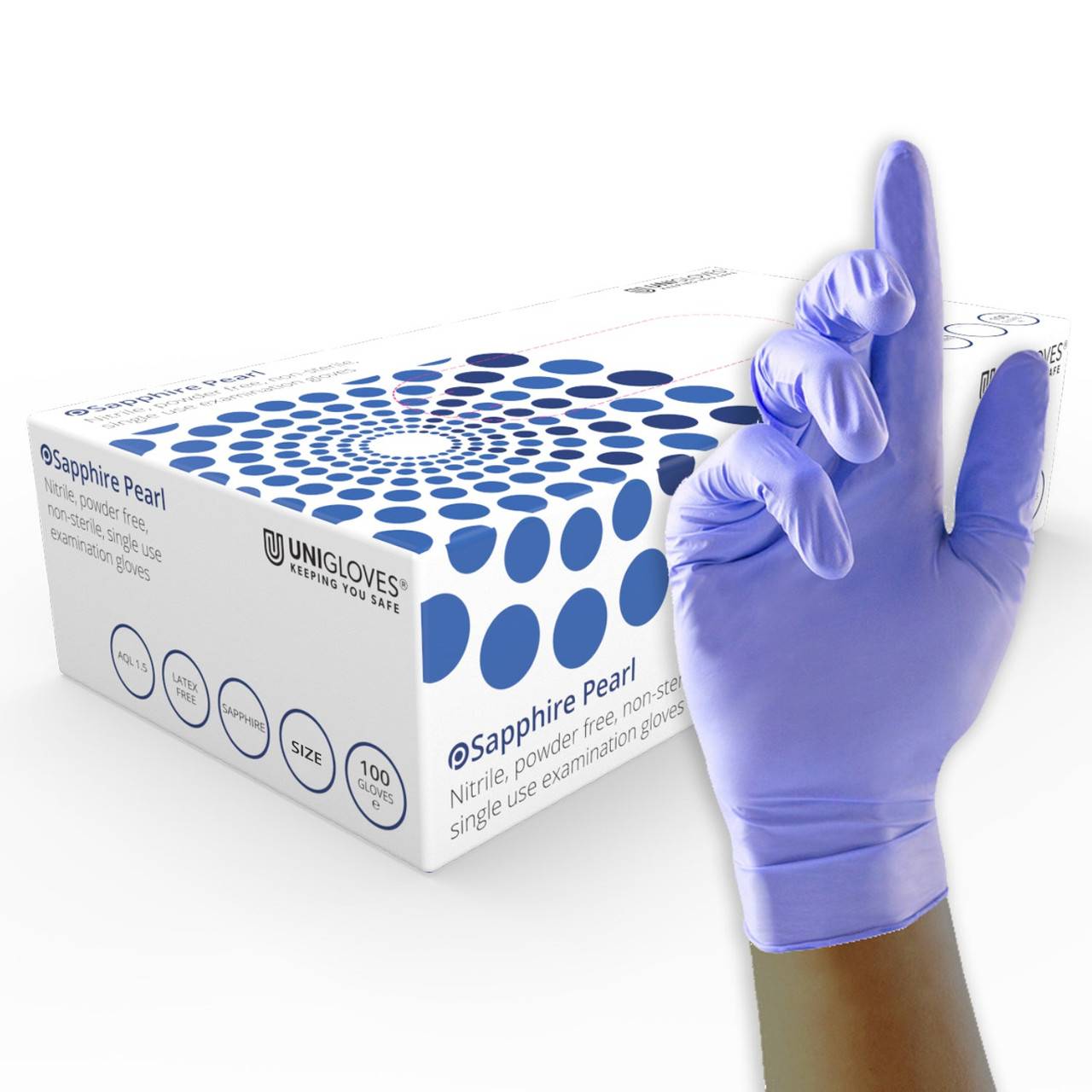 Guantes de nitrilo Unigloves Sapphire Pearl