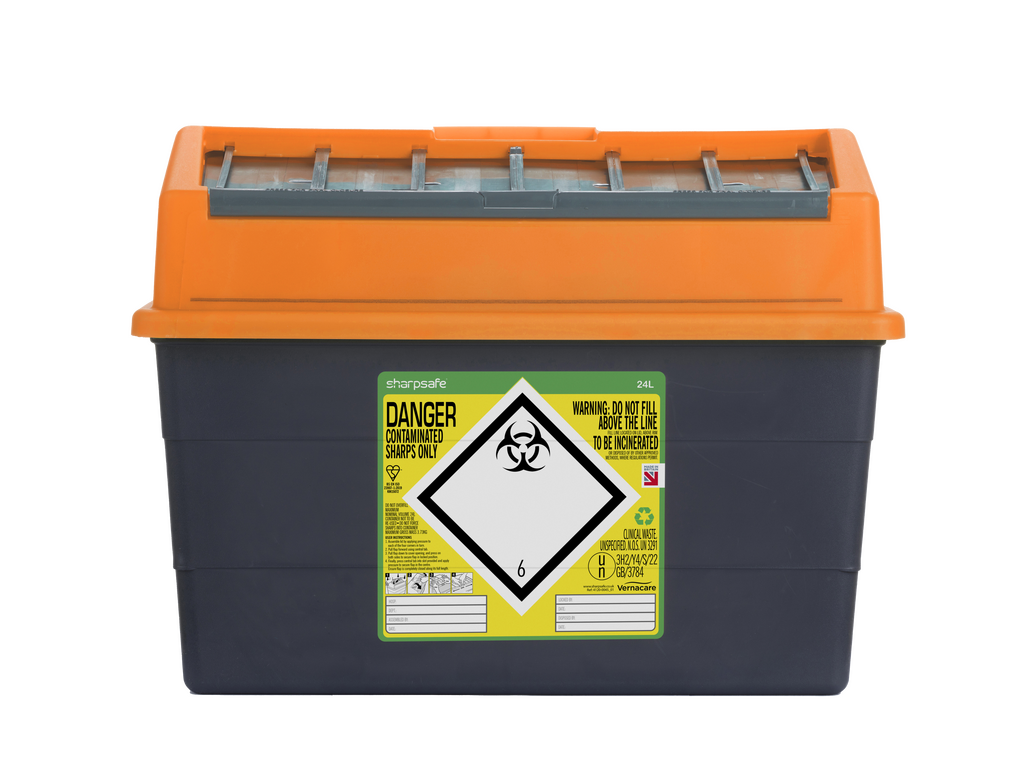 Contenedor de Punzantes Sharpsafe Naranja de 24 Litros