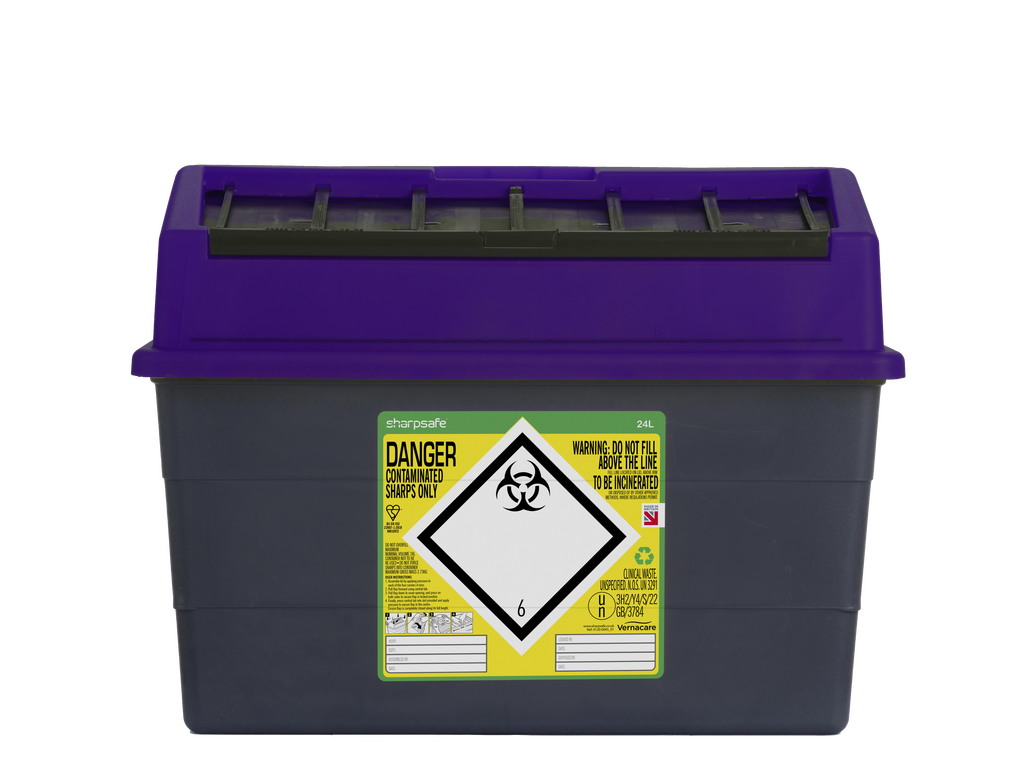 Contenedor de Punzantes Sharpsafe Púrpura de 24 Litros