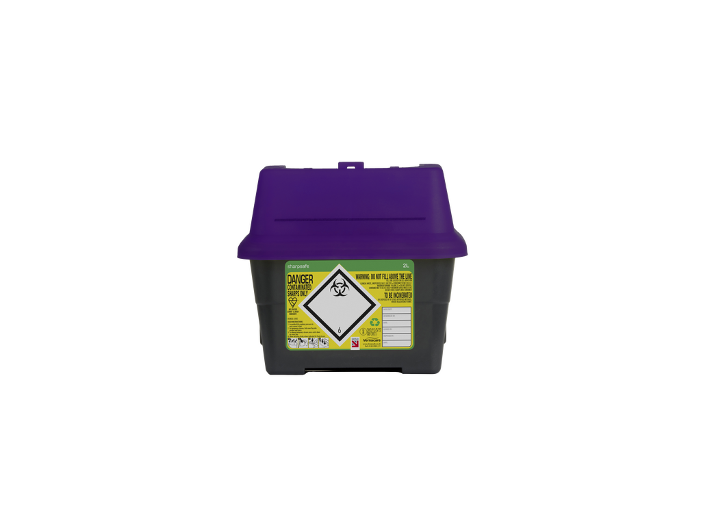 Contenedor de Puntas Sharpsafe Morado de 2 Litros