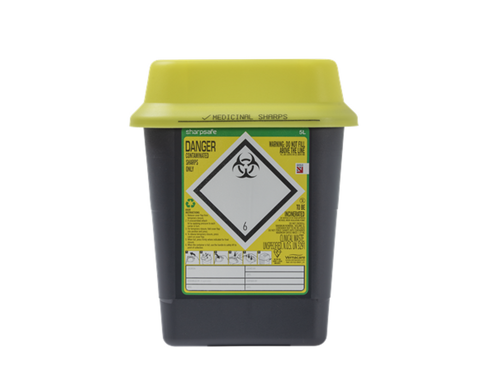 Contenedor de Punzantes Amarillo de 5 Litros Sharpsafe