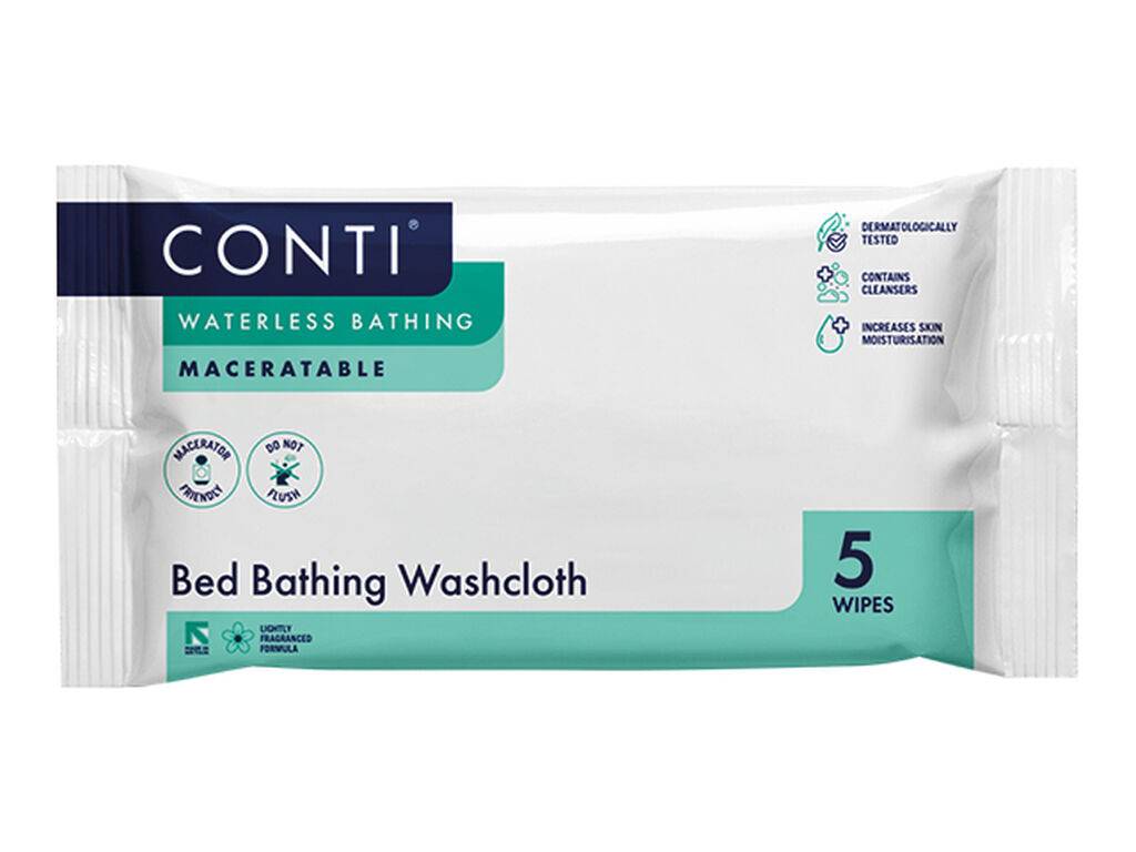 Conti Toallita de baño macerable para cama, ligeramente perfumada, 5 paños