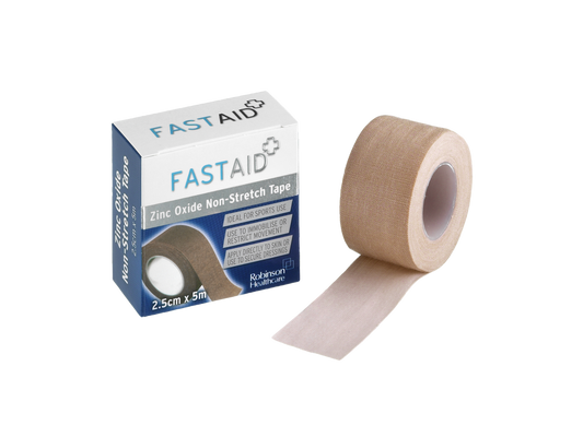Cinta adhesiva no elástica de óxido de zinc Fast Aid de 2,5 cm x 5 m