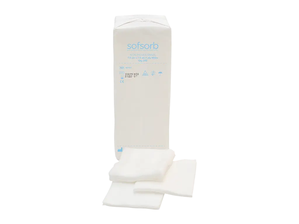 Hisopos no tejidos Sofsorb de 4 capas, 7,5 cm x 7,5 cm, paquete de 200